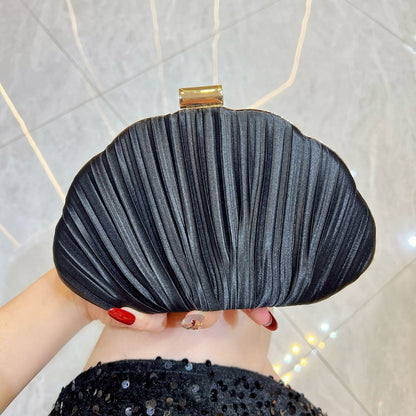 Pleated Shell-Shaped Evening Clutch