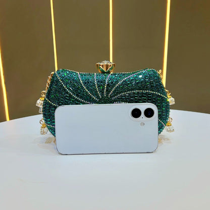 Spiral Rhinestone Chain Evening Bag