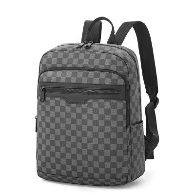 Men's Large-Capacity Plaid Backpack