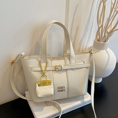 Colorblock Crossbody Tote With Lock Charm
