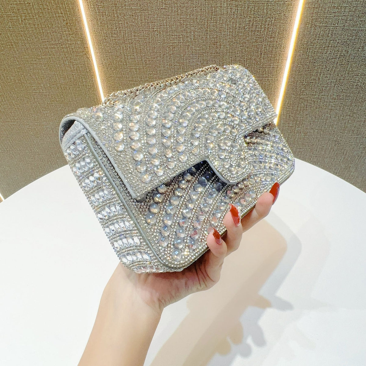 Pearl & Rhinestone Flap Evening Bag