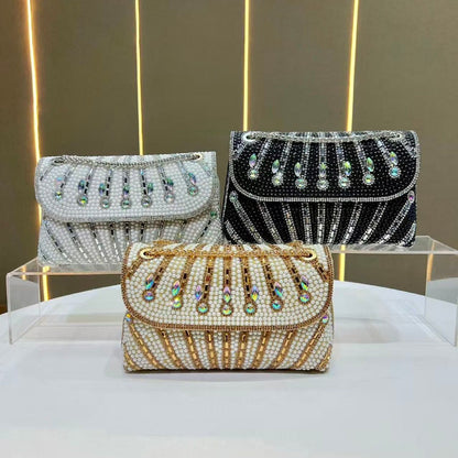 Pearl & Crystal Teardrop-Pattern Clutch