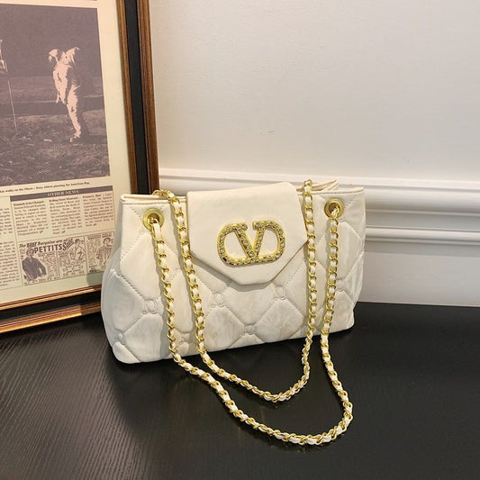 Large-Capacity Diamond-Quilted Chain Shoulder Tote