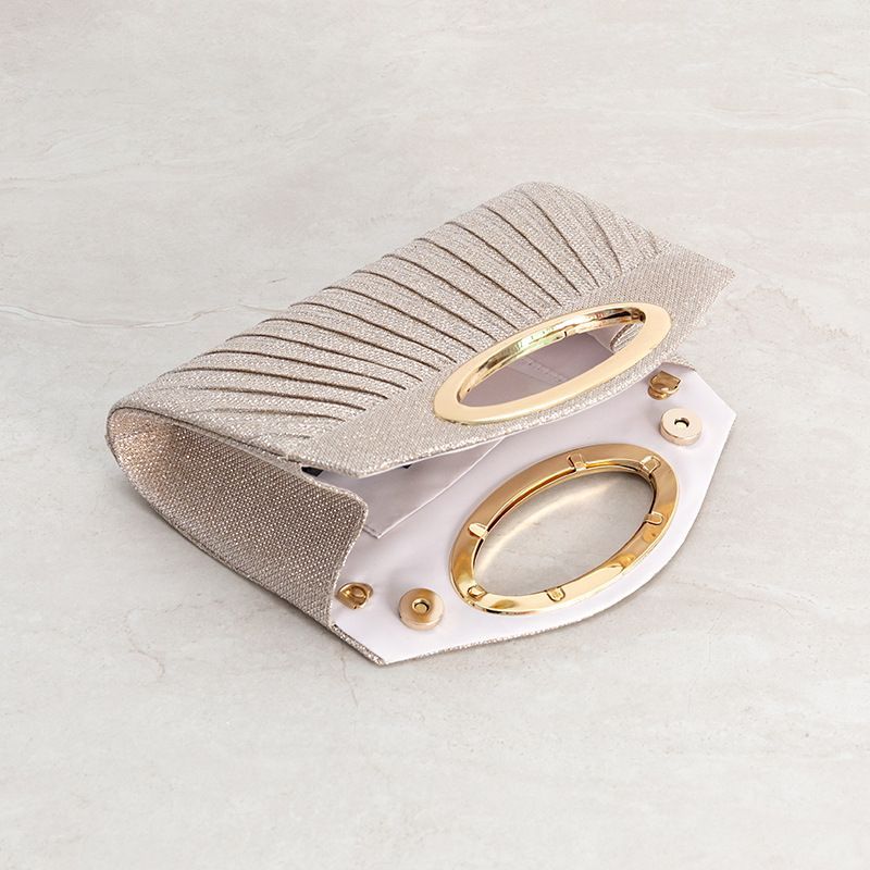 Pleated Oval-Handle Evening Clutch