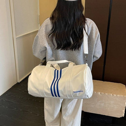 Striped Large-Capacity Barrel Gym & Travel Duffel