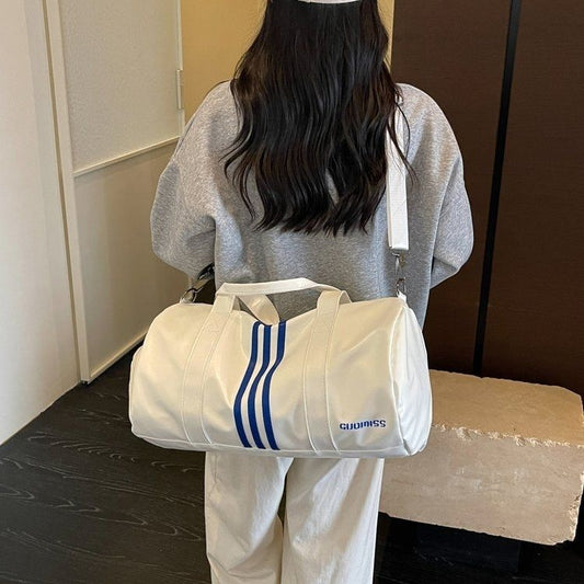 Striped Large-Capacity Barrel Gym & Travel Duffel
