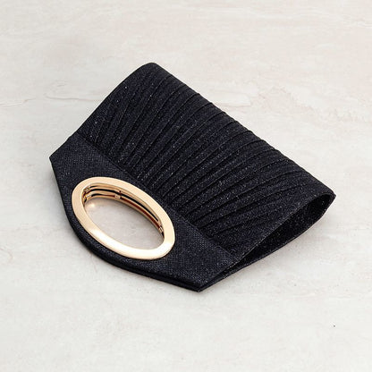 Pleated Oval-Handle Evening Clutch