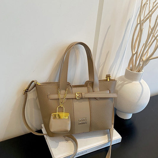 Colorblock Crossbody Tote With Lock Charm