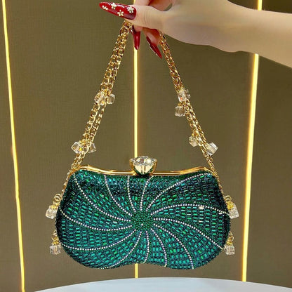 Spiral Rhinestone Chain Evening Bag