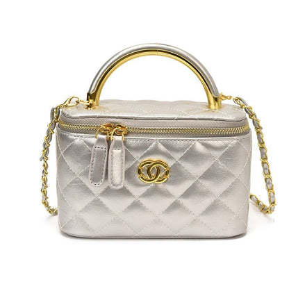 Classic Brown Diamond-Quilted Chain Bag