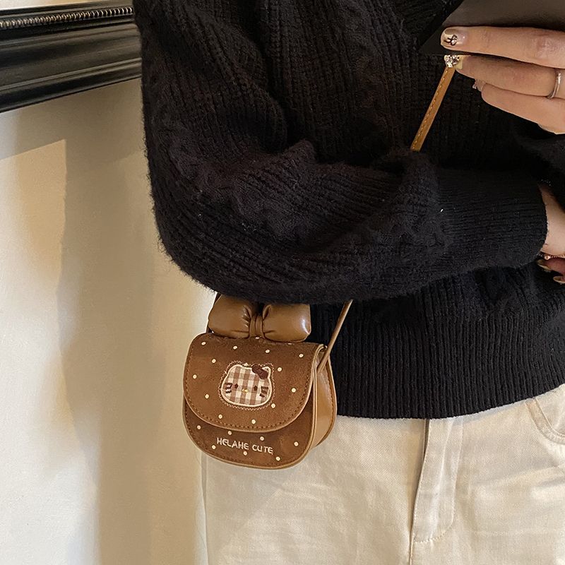 Brown Bow Mini Coin & Lipstick Crossbody Bag