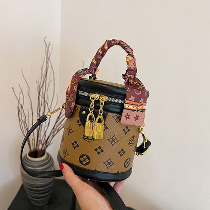 Round Top-Handle Crossbody Bucket Bag