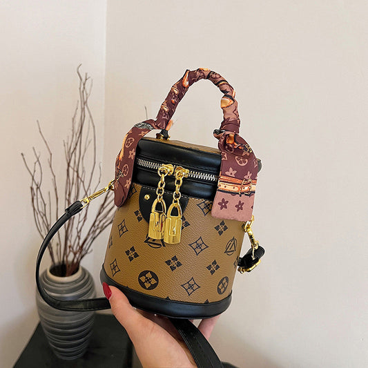 Round Top-Handle Crossbody Bucket Bag