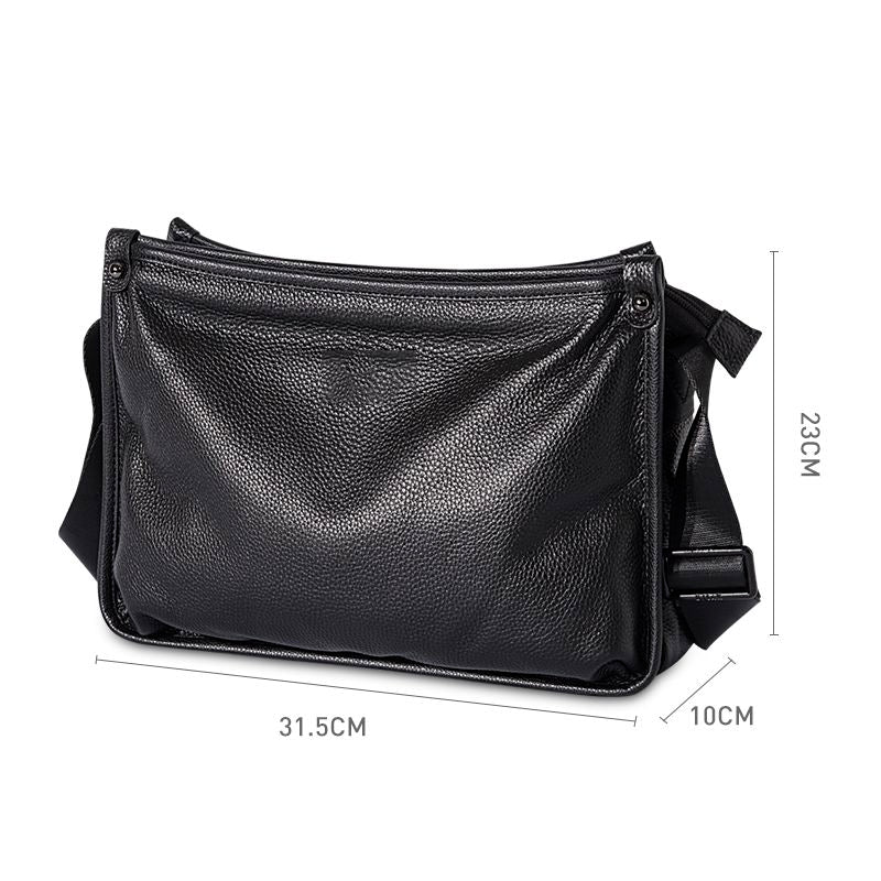 Men's Large-Capacity Horizontal Pebble-Texture Crossbody Bag