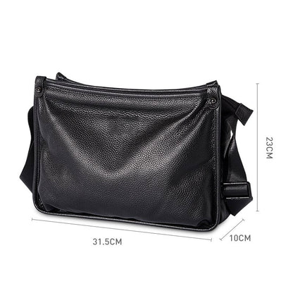 Men's Large-Capacity Horizontal Pebble-Texture Crossbody Bag