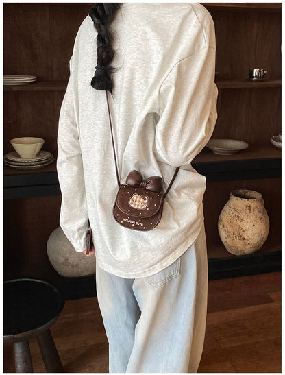 Brown Bow Mini Coin & Lipstick Crossbody Bag