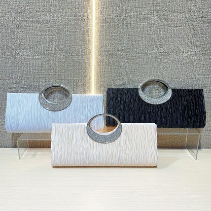 Pleated Ring-Handle Evening Handbag