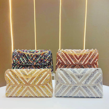 Pearl & Rhinestone Twist-Flap Clutch