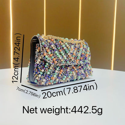 Pearl & Rhinestone Twist-Flap Clutch