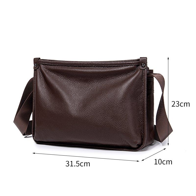 Men's Large-Capacity Horizontal Pebble-Texture Crossbody Bag