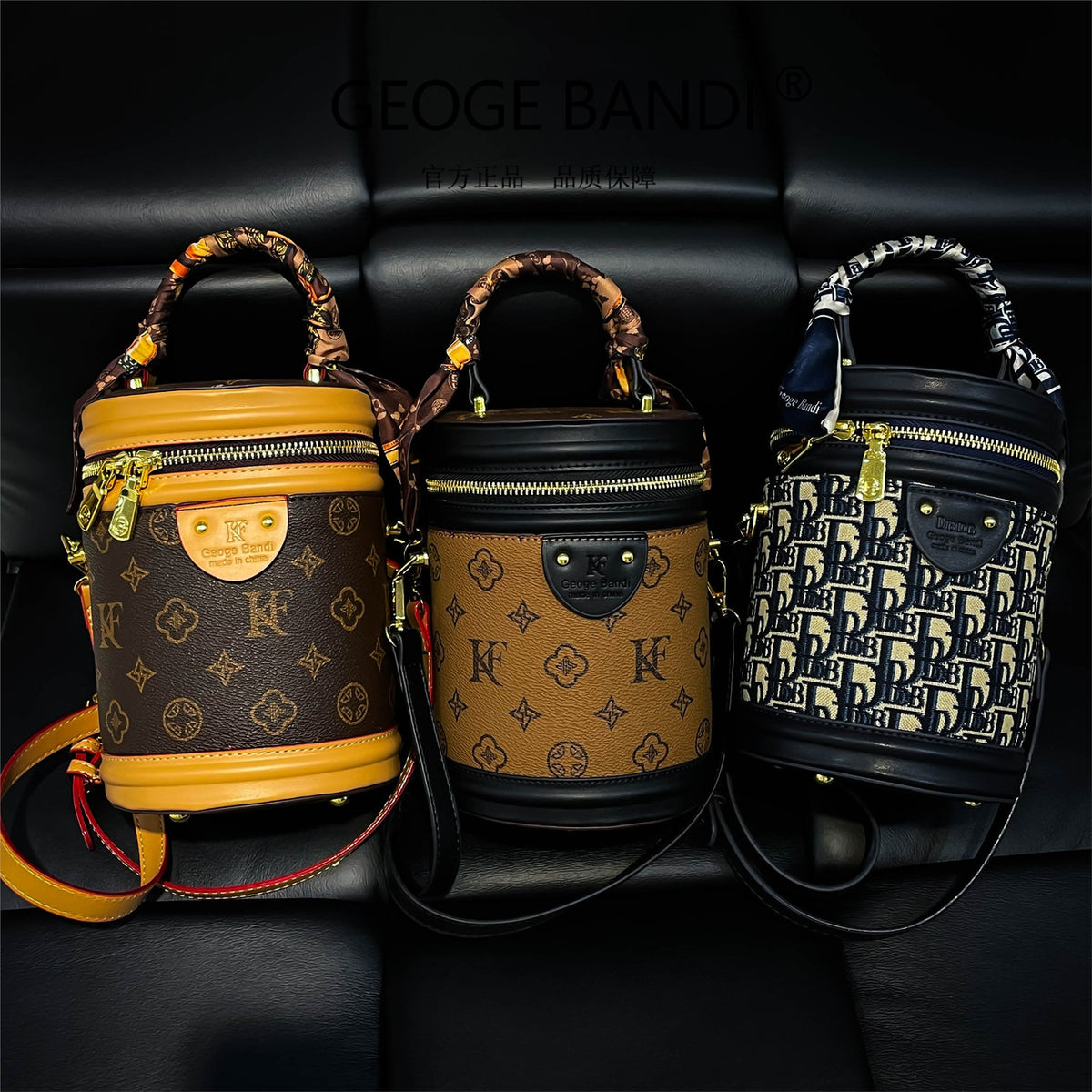 Retro Patterned Top-Handle Bucket Bag