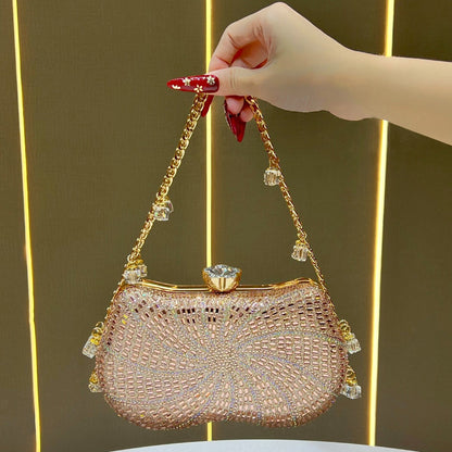 Spiral Rhinestone Chain Evening Bag