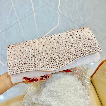 Pleated Glitter Envelope Clutch