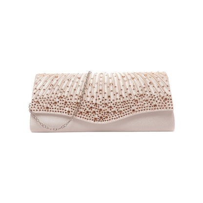 Pleated Glitter Envelope Clutch