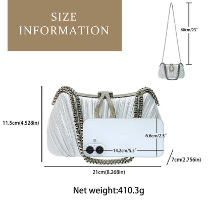 Pleated Teardrop-Accent Evening Handbag