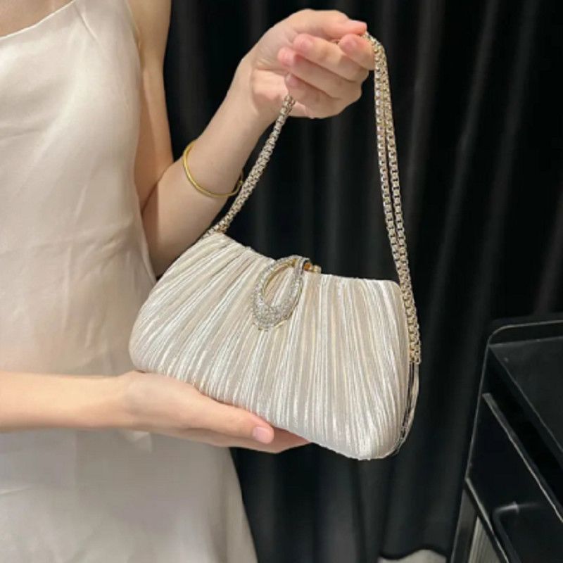 Pleated Teardrop-Accent Evening Handbag