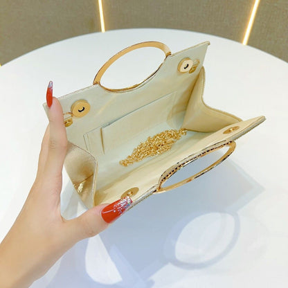 Sparkling Ring-Handle Evening Handbag