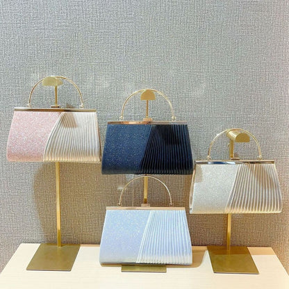 Pleated Metal-Handle Evening Bag