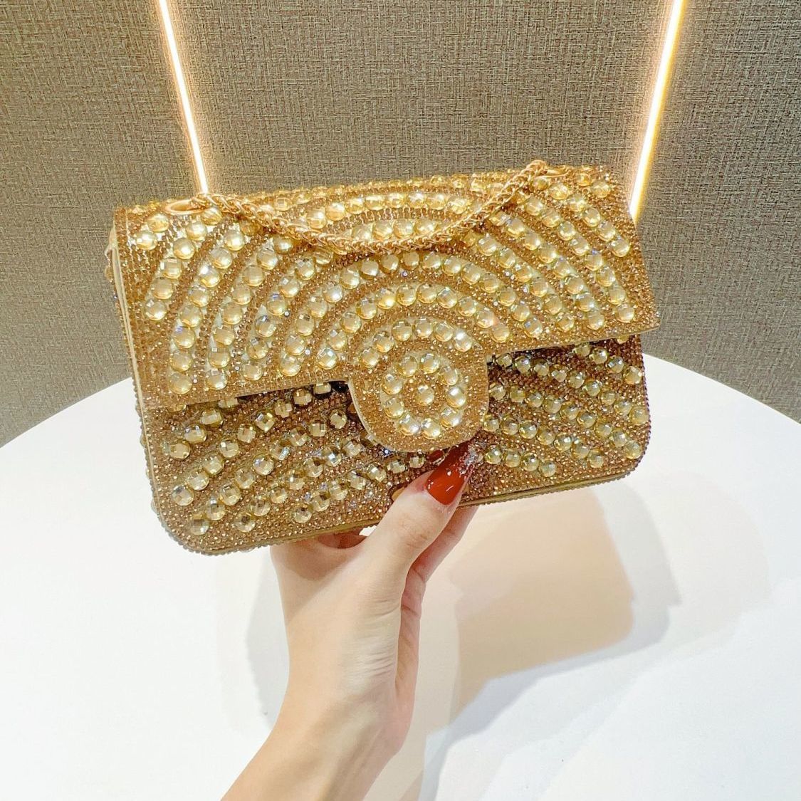 Pearl & Rhinestone Flap Evening Bag