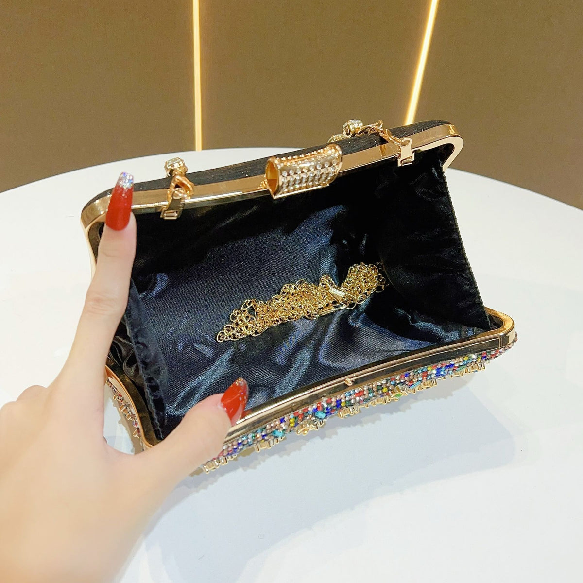 Multicolor Crystal Crossbody Evening Bag