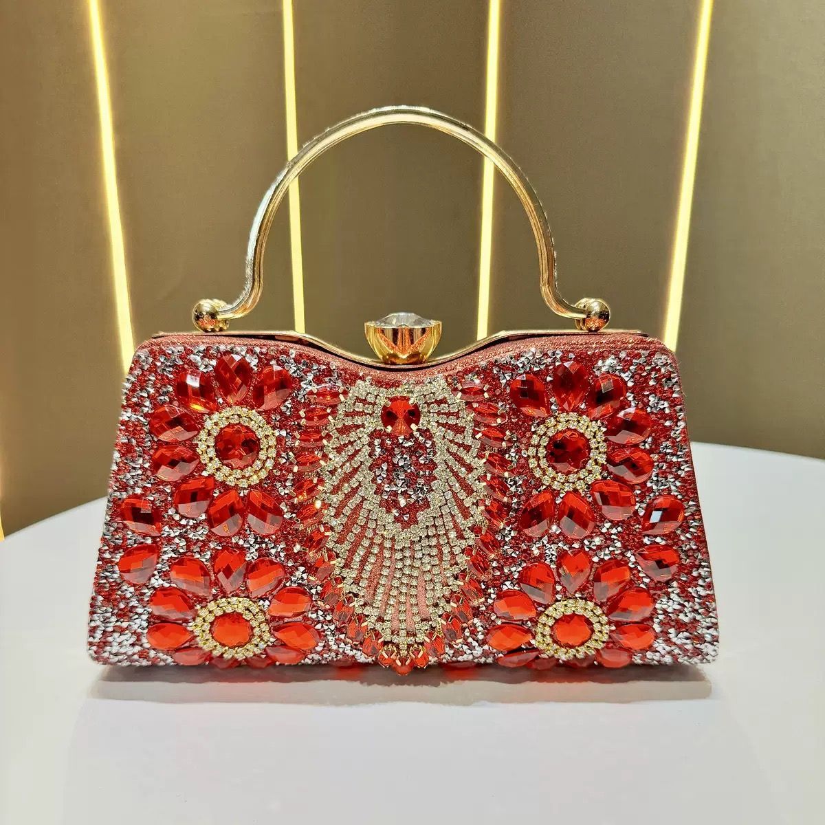 Floral Beaded Frame Evening Bag