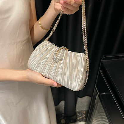 Pleated Teardrop-Accent Evening Handbag