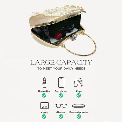 Floral Appliqué Wedding Frame Handbag