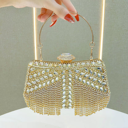 Crystal Tassel Top-Handle Evening Bag