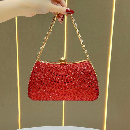 Scalloped Rhinestone Chain Evening Bag