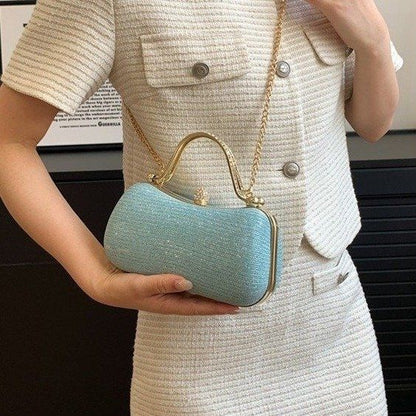 Shimmering Gold-Lock Evening Chain Bag