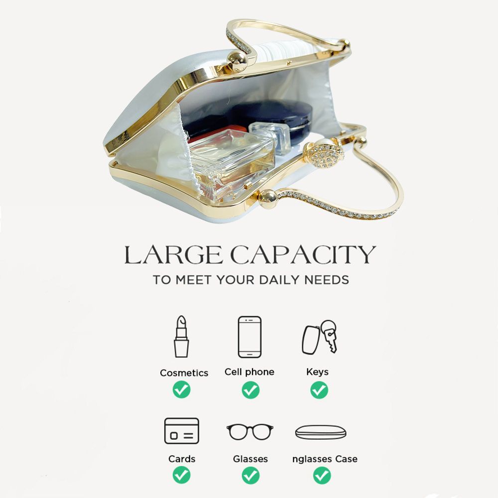 Pleated Pearl-Clasp Evening Handbag