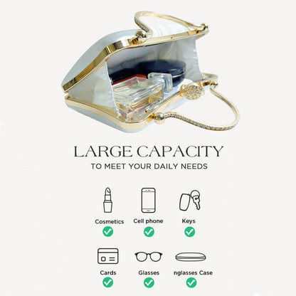 Pleated Pearl-Clasp Evening Handbag