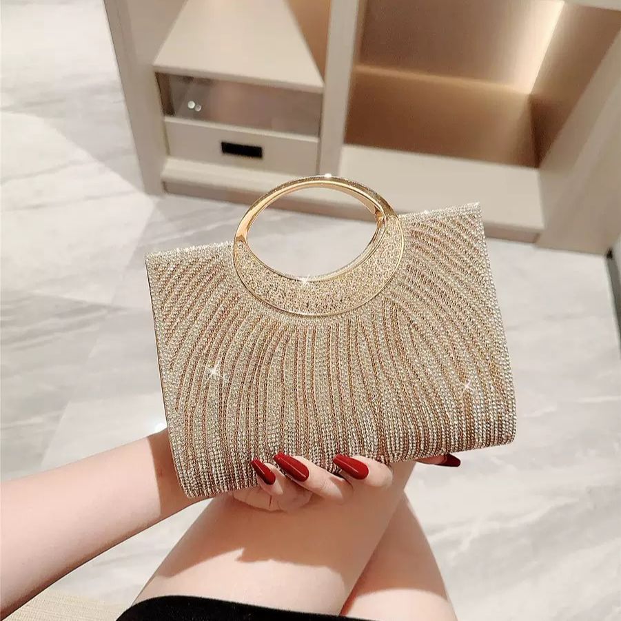 Sparkling Ring-Handle Evening Handbag