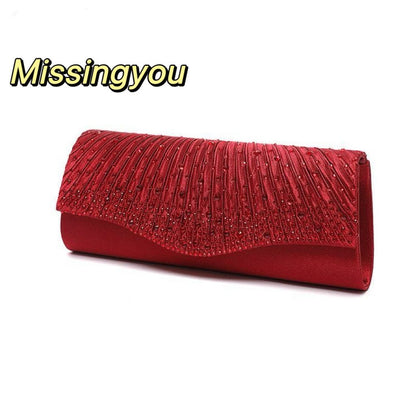 Pleated Glitter Envelope Clutch