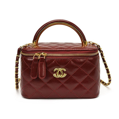 Classic Brown Diamond-Quilted Chain Bag