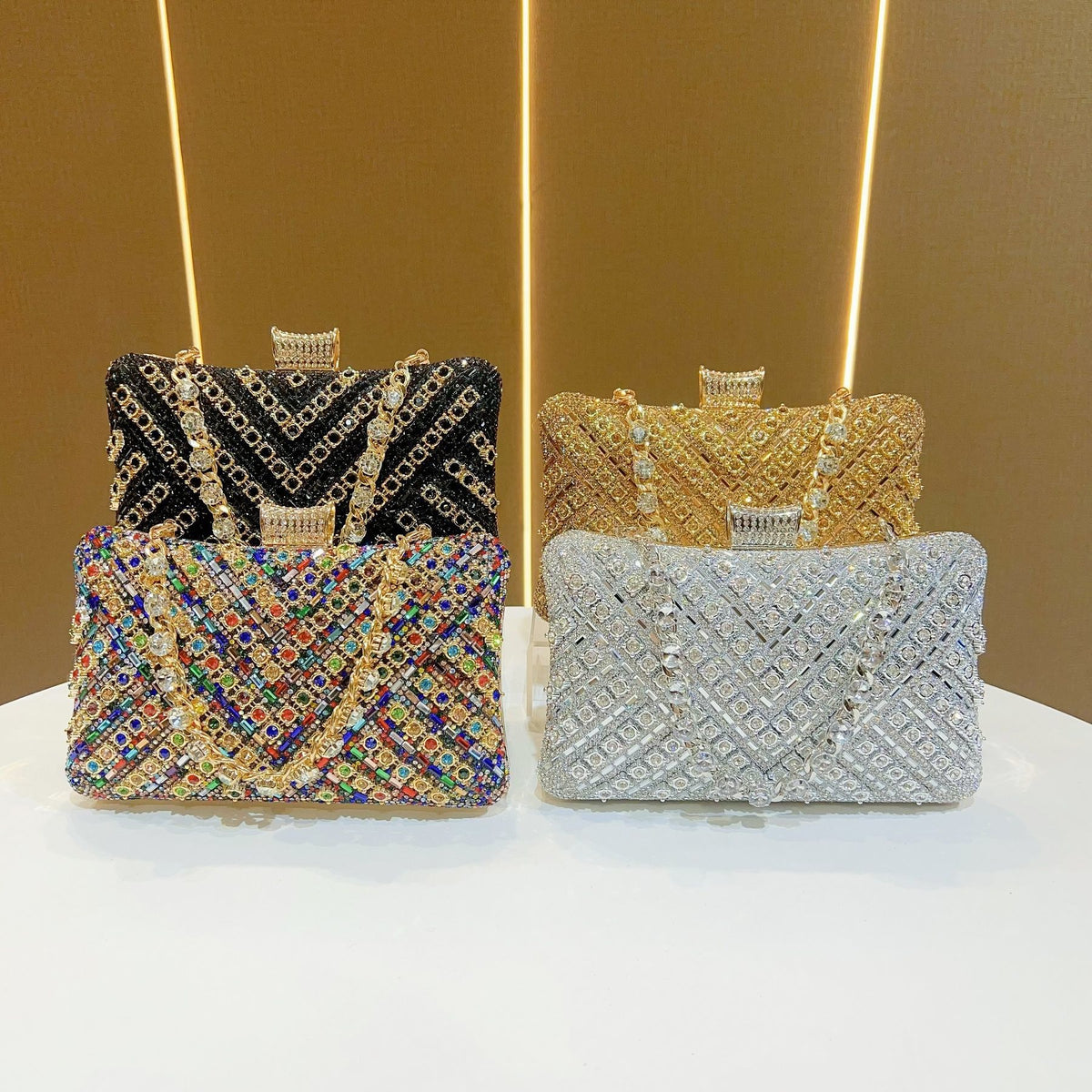 Multicolor Crystal Crossbody Evening Bag