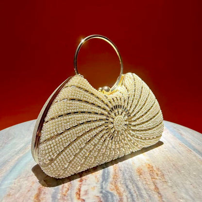 Spiral Beaded Ring-Handle Clutch