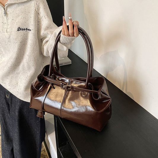 Large-Capacity Shoulder Tote With Magnetic & Zip Closures