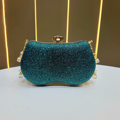 Spiral Rhinestone Chain Evening Bag