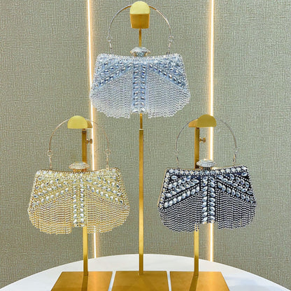 Crystal Tassel Top-Handle Evening Bag